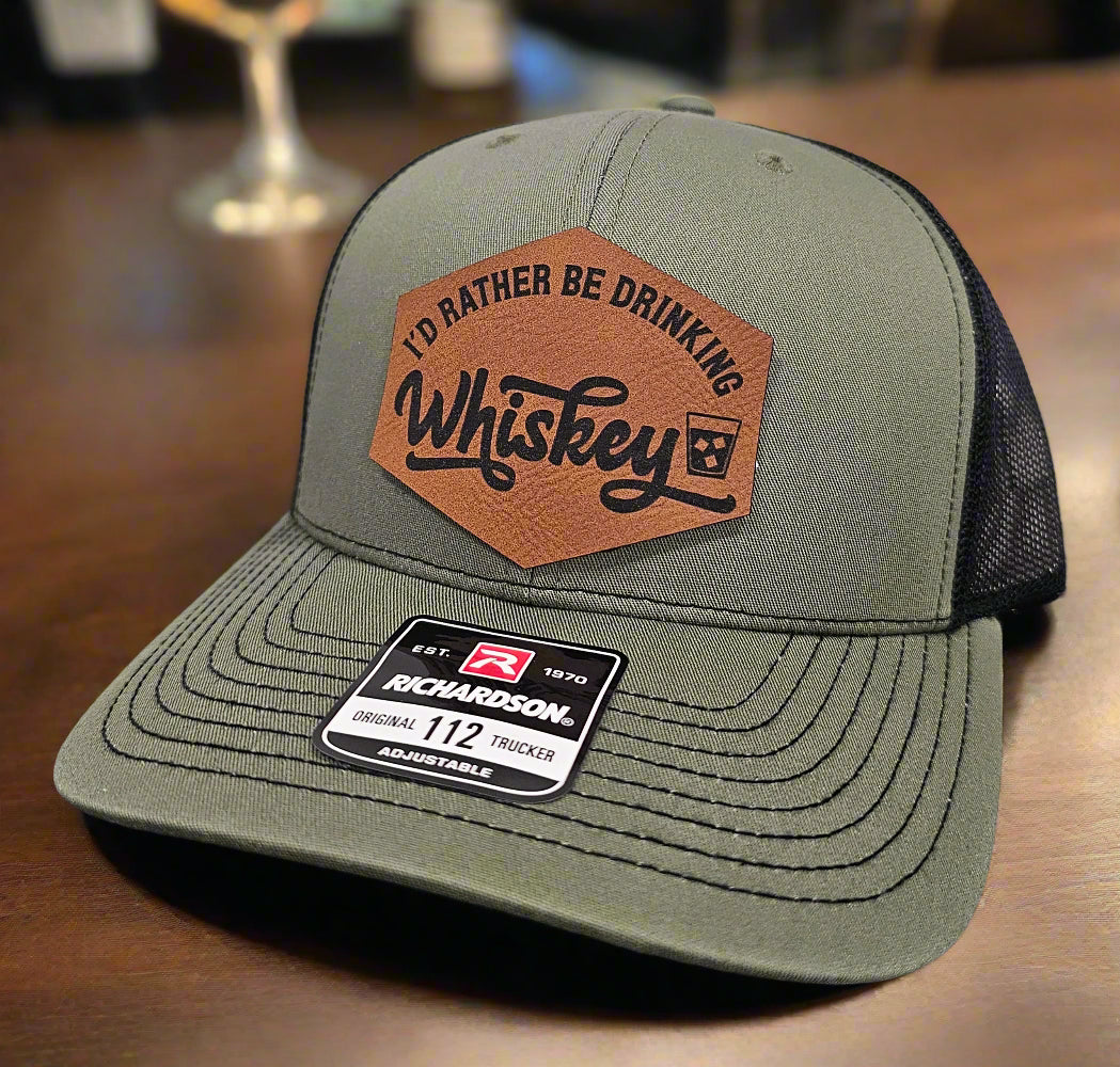 Richardson 112 "I'd Rather Be Drinking Whiskey" Trucker Hat - Woelfel Custom Designs