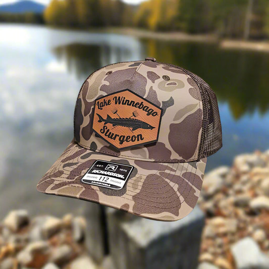 Richardson 112 Lake Winnebago Sturgeon Spearing Trucker Hat - Woelfel Custom Designs