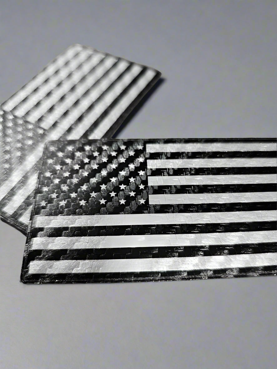 Richardson 112 Black Carbon Fiber Patch American Flag Trucker Hat - Woelfel Custom Designs