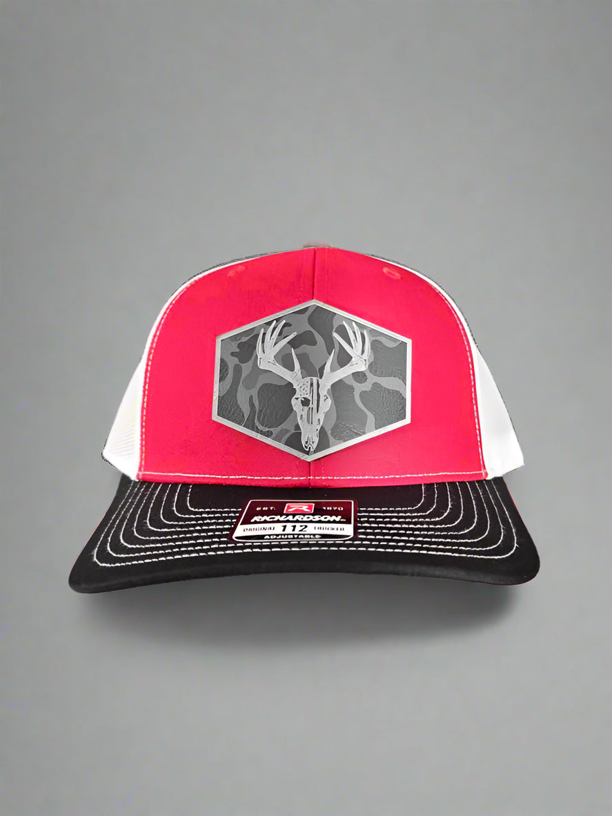 Richardson 112 Euro Mount Buck Deer/American Flag Black Camo Patch Hat - Woelfel Custom Designs