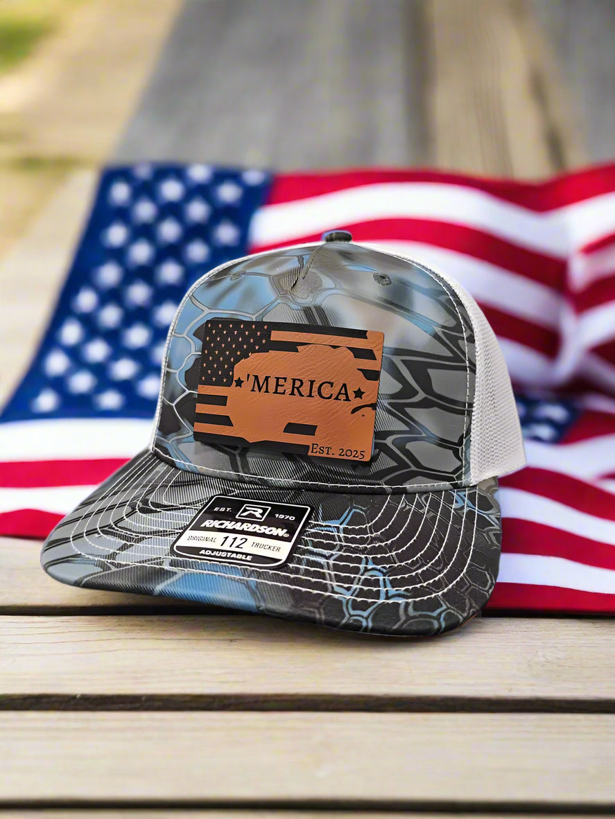 Richardson 112 Leatherette Gulf Of 'Merica Trucker Hat - Woelfel Custom Designs