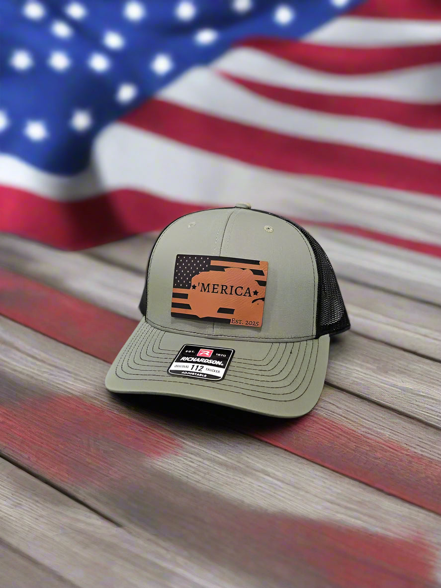 Richardson 112 Leatherette Gulf Of 'Merica Trucker Hat - Woelfel Custom Designs