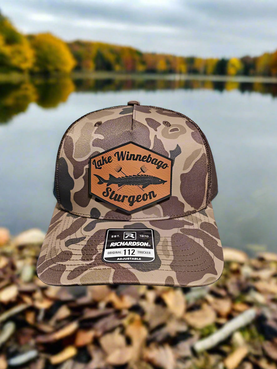 Richardson 112 Lake Winnebago Sturgeon Spearing Trucker Hat - Woelfel Custom Designs