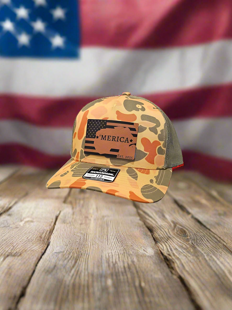 Richardson 112 Leatherette Gulf Of 'Merica Trucker Hat - Woelfel Custom Designs