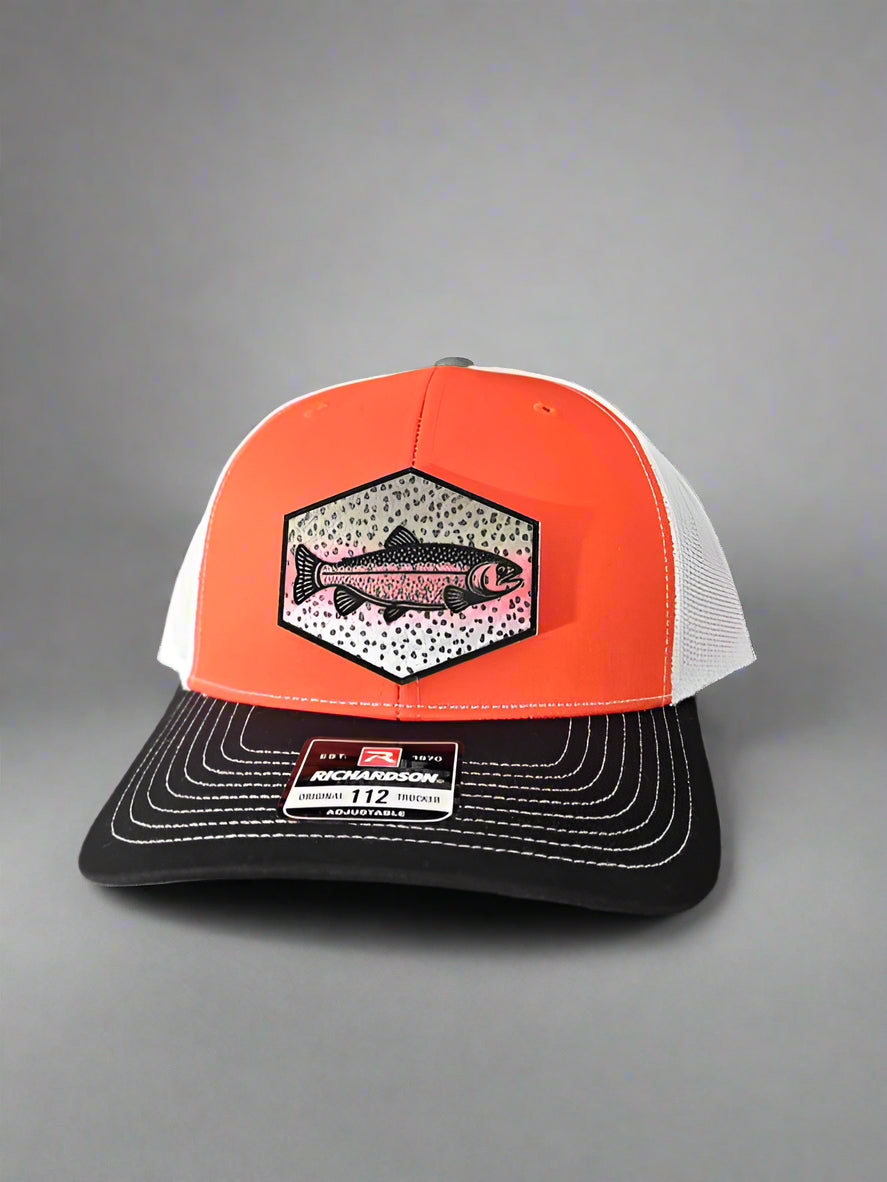 Richardson 112 Rainbow Trout Scales Fishing Trucker Hat - Woelfel Custom Designs