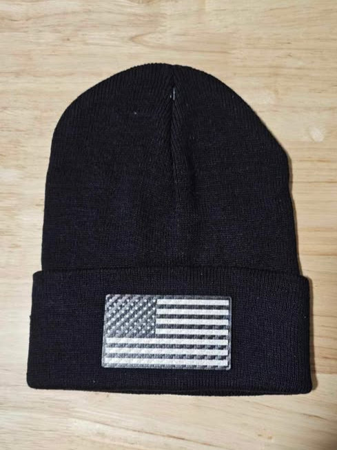 Carbon Fiber Pattern American Flag Beanie - Woelfel Custom Designs