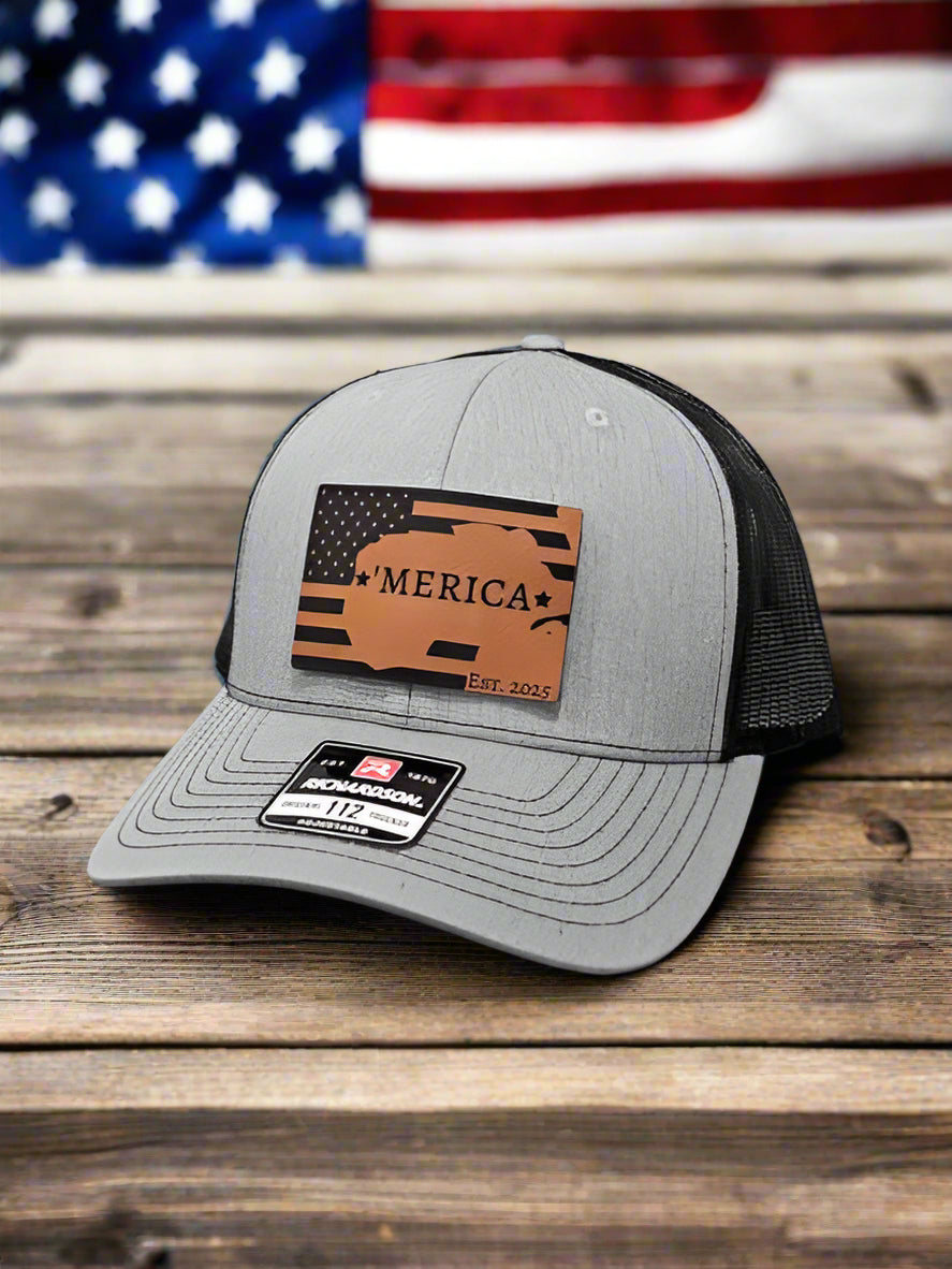 Richardson 112 Leatherette Gulf Of 'Merica Trucker Hat - Woelfel Custom Designs