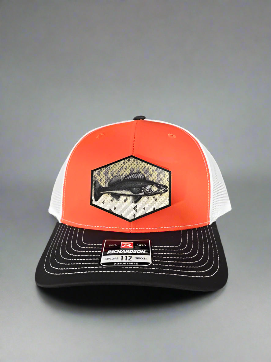 Richardson 112 Walleye Scales Fishing Trucker Hat - Woelfel Custom Designs
