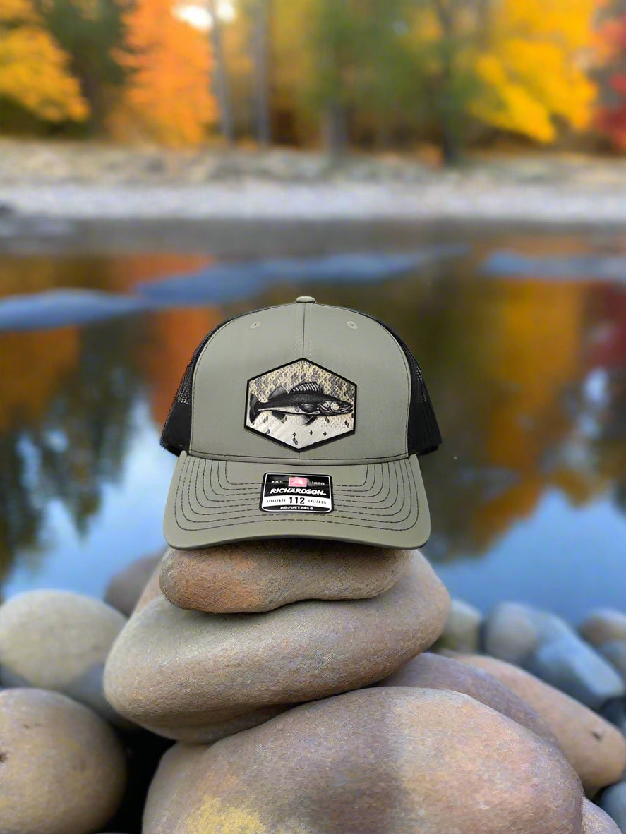Richardson 112 Walleye Scales Fishing Trucker Hat - Woelfel Custom Designs