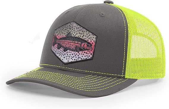 Richardson 112 Rainbow Trout Scales Fishing Trucker Hat - Woelfel Custom Designs