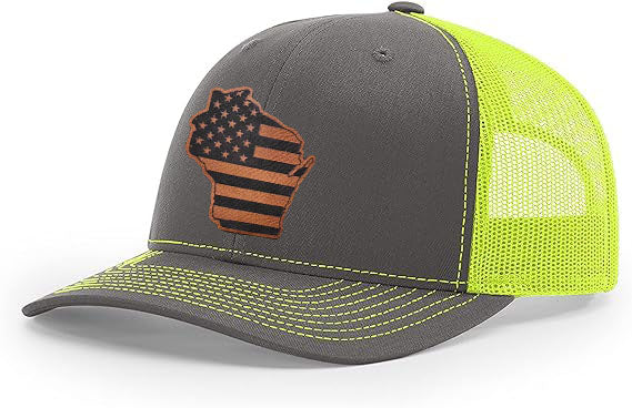 Richardson 112 Wisconsin American Flag Trucker Hat - Woelfel Custom Designs