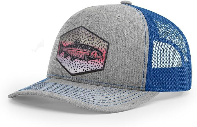 Richardson 112 Rainbow Trout Scales Fishing Trucker Hat - Woelfel Custom Designs
