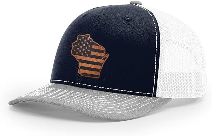 Richardson 112 Wisconsin American Flag Trucker Hat - Woelfel Custom Designs