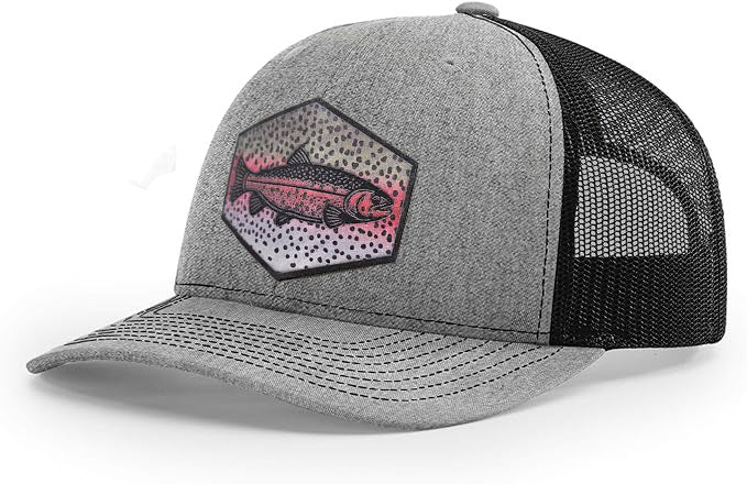 Richardson 112 Rainbow Trout Scales Fishing Trucker Hat - Woelfel Custom Designs
