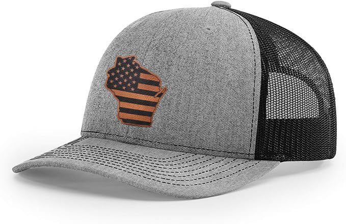 Richardson 112 Wisconsin American Flag Trucker Hat - Woelfel Custom Designs