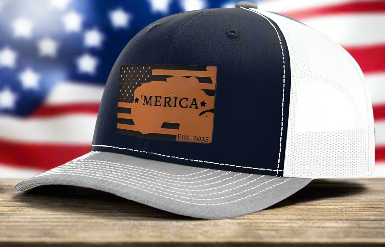 Richardson 112 Leatherette Gulf Of 'Merica Trucker Hat - Woelfel Custom Designs