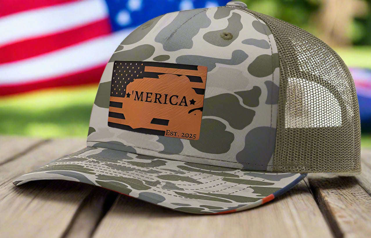 Richardson 112 Leatherette Gulf Of 'Merica Trucker Hat - Woelfel Custom Designs