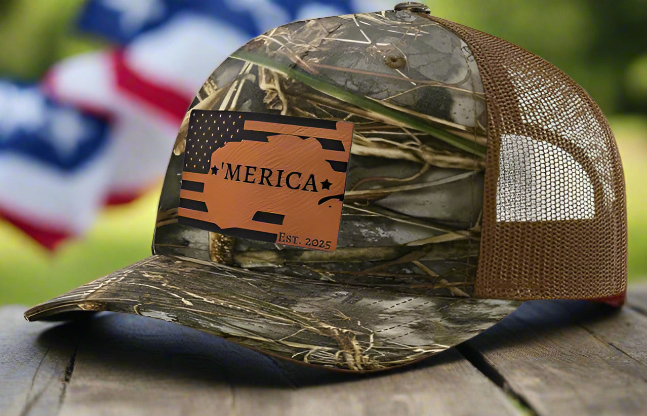 Richardson 112 Leatherette Gulf Of 'Merica Trucker Hat - Woelfel Custom Designs
