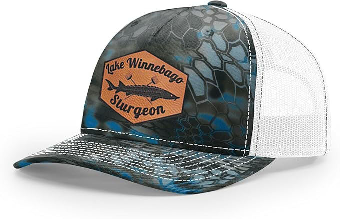 Richardson 112 Lake Winnebago Sturgeon Spearing Trucker Hat - Woelfel Custom Designs
