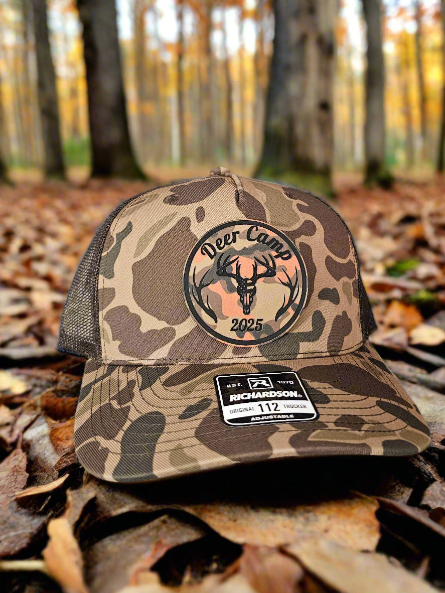 Richardson 112 2025 Deer Camp Hat - Premium Orange Camo Circle Patch