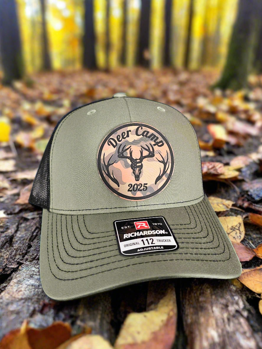 Richardson 112 2025 Deer Camp Hat - Premium Orange Camo Circle Patch