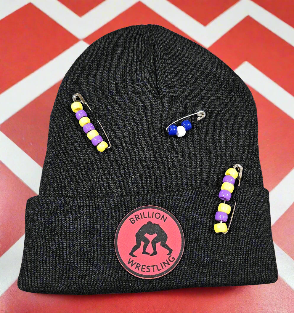 Black/Red Brillion Wrestling Pins Beanie