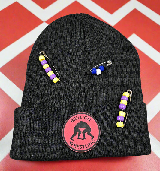 Black/Red Brillion Wrestling Pins Beanie