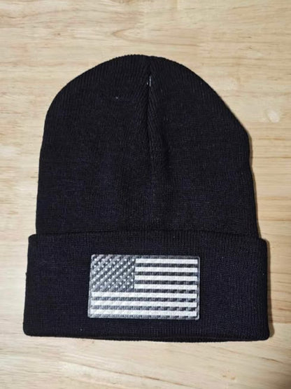 Carbon Fiber Pattern American Flag Beanie