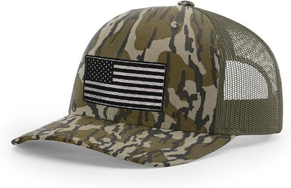 Richardson 112 Black and Silver American Flag Trucker Hat