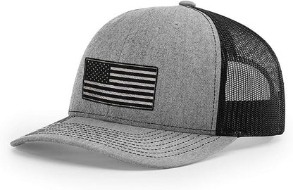 Richardson 112 Black and Silver American Flag Trucker Hat