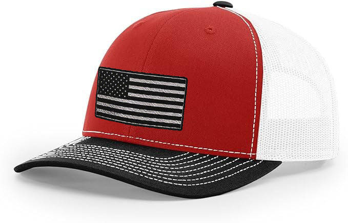 Richardson 112 Black and Silver American Flag Trucker Hat