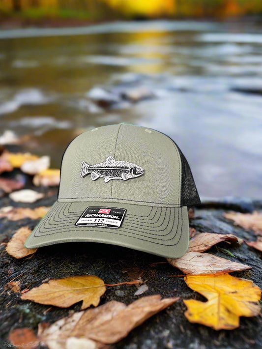 Richardson 112 Rainbow Trout Fishing Trucker Hat - Woelfel Custom Designs 