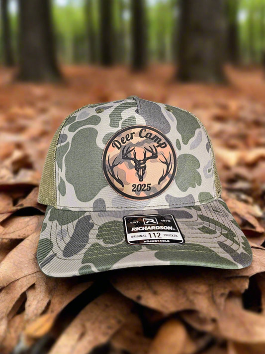 Richardson 112 2025 Deer Camp Hat - Premium Orange Camo Circle Patch