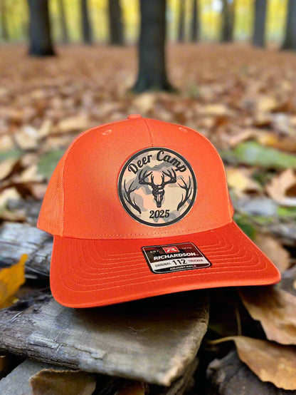 Richardson 112 2025 Deer Camp Hat - Premium Orange Camo Circle Patch